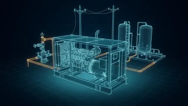 Oilfield Power Generation – How Remote Pads Get Electricity - 3D Wireframe Animation