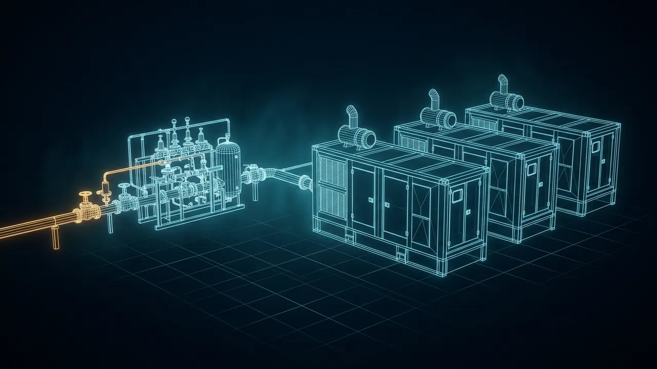 Firm Gas Supply – How Power Plants Make Sure the Fuel Shows Up - 3D Wireframe Animation