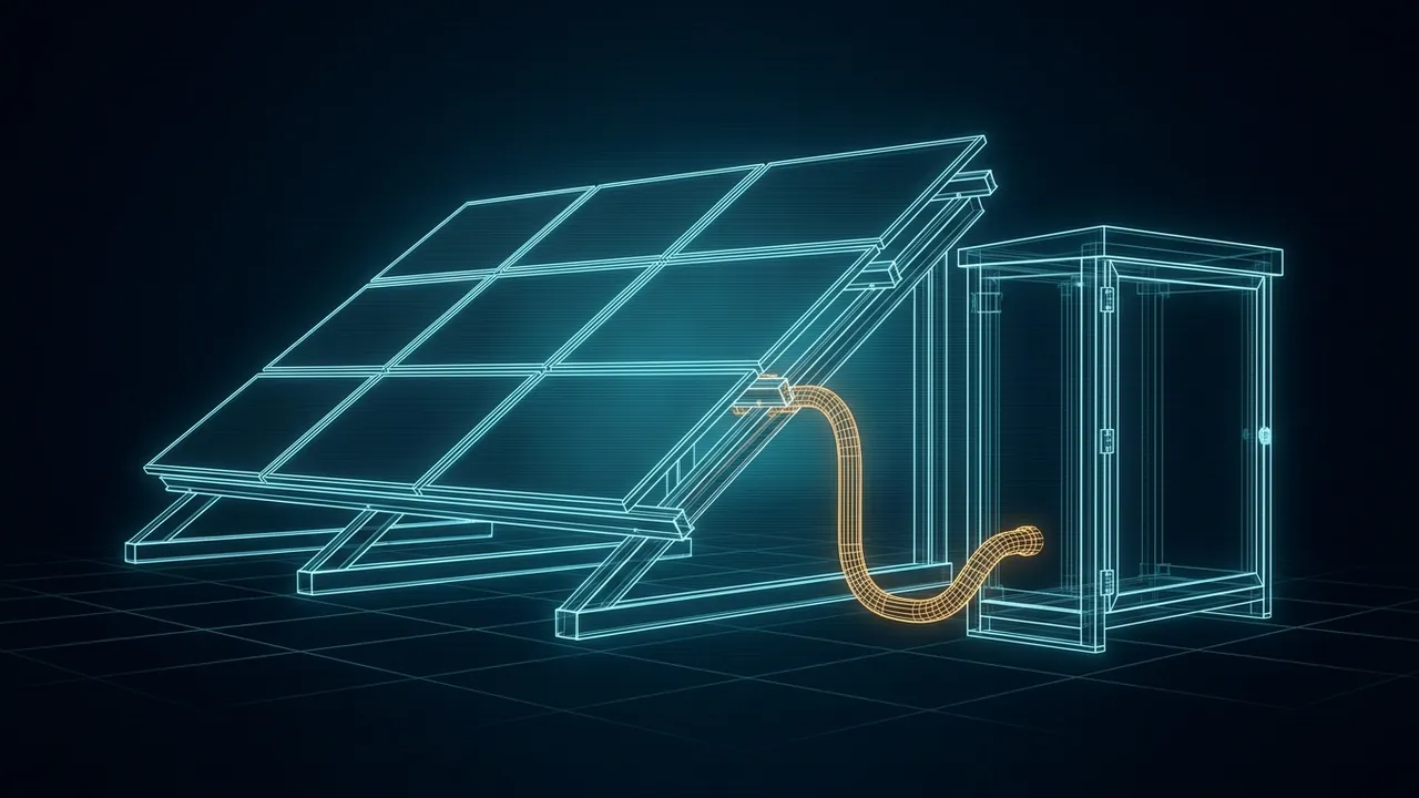 How Big a Solar and Battery System Does an Off-Grid Site Need? - 3D Wireframe Animation