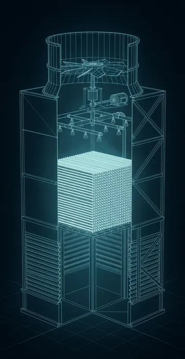 How Does Evaporative Cooling Work in Data Centers? – Water vs Energy - 3D Wireframe Animation