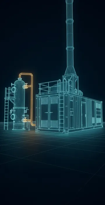 How Does Flare Gas to Power Work? – Waste Gas Into Electricity - 3D Wireframe Animation