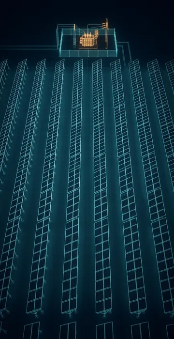 How Much Land Does a Solar Farm Need per MW? - 3D Wireframe Animation