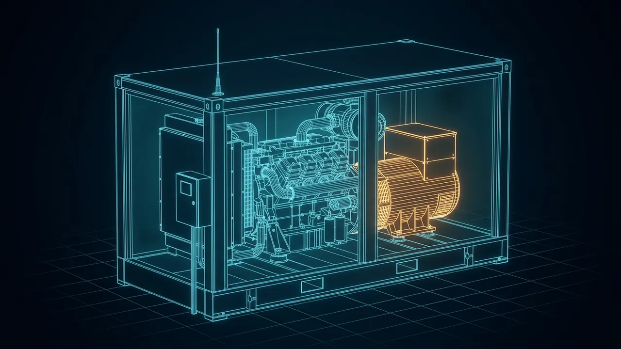 Remote Monitoring for Generators – What to Track and Why - 3D Wireframe Animation
