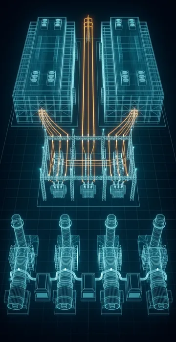 What Is an Energy Park? – Power and Compute on One Campus - 3D Wireframe Animation
