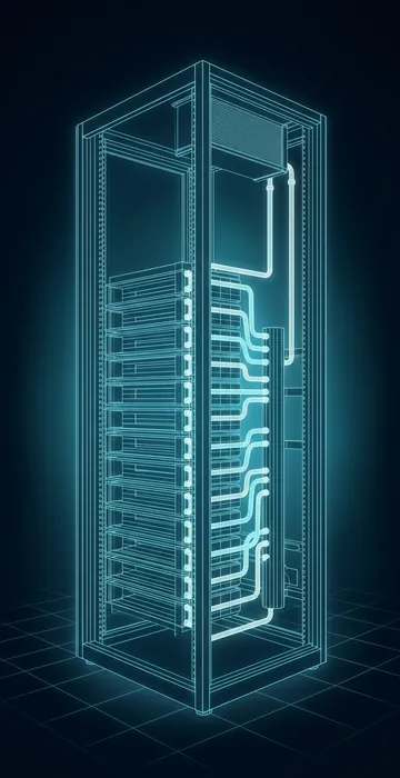 What Is Direct-to-Chip Liquid Cooling? – Why AI Racks Need It - 3D Wireframe Animation