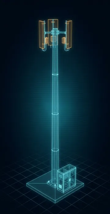 What Is Private LTE? – Cellular Networks for Industrial Sites - 3D Wireframe Animation
