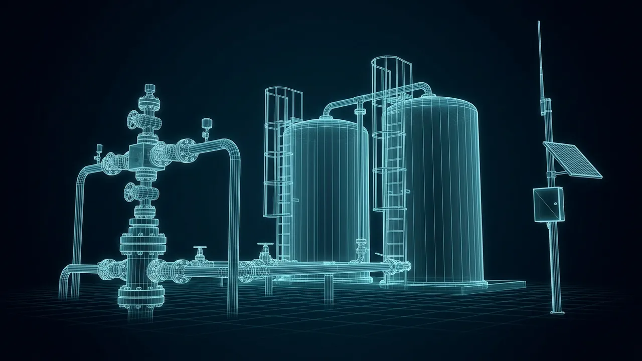 What Is SCADA? – How Remote Sites Report Back - 3D Wireframe Animation
