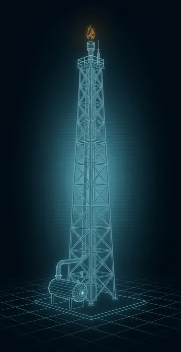 Why Do Oil Wells Flare Gas? – Economics and Rules - 3D Wireframe Animation